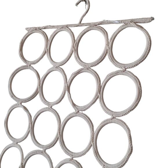 3' Foot Hanging Door Storage Hanger Macrame Closet Scarf Organizer IVORY Glam - Picture 2 of 6